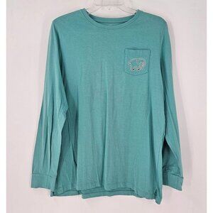 Ivory Ella Save the Elephant Women Long Sleeve Turquoise Graphic T-Shirt Sz L